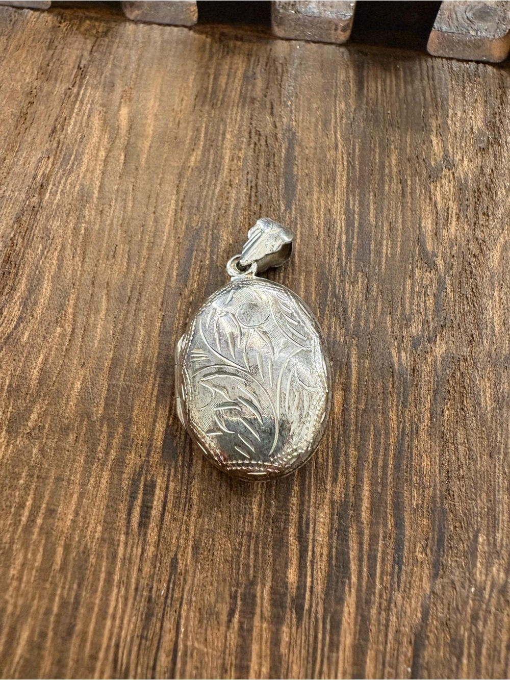 Sterling Silver Floral Engraved Oval Locket Pendant